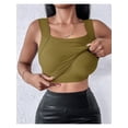 thumbnail image 6 of Women'S U Neck Shapewear Built-in Bra Tank High Strechy Sleeveless Slim Fit Tops Camisole Tops Green S, 6 of 8