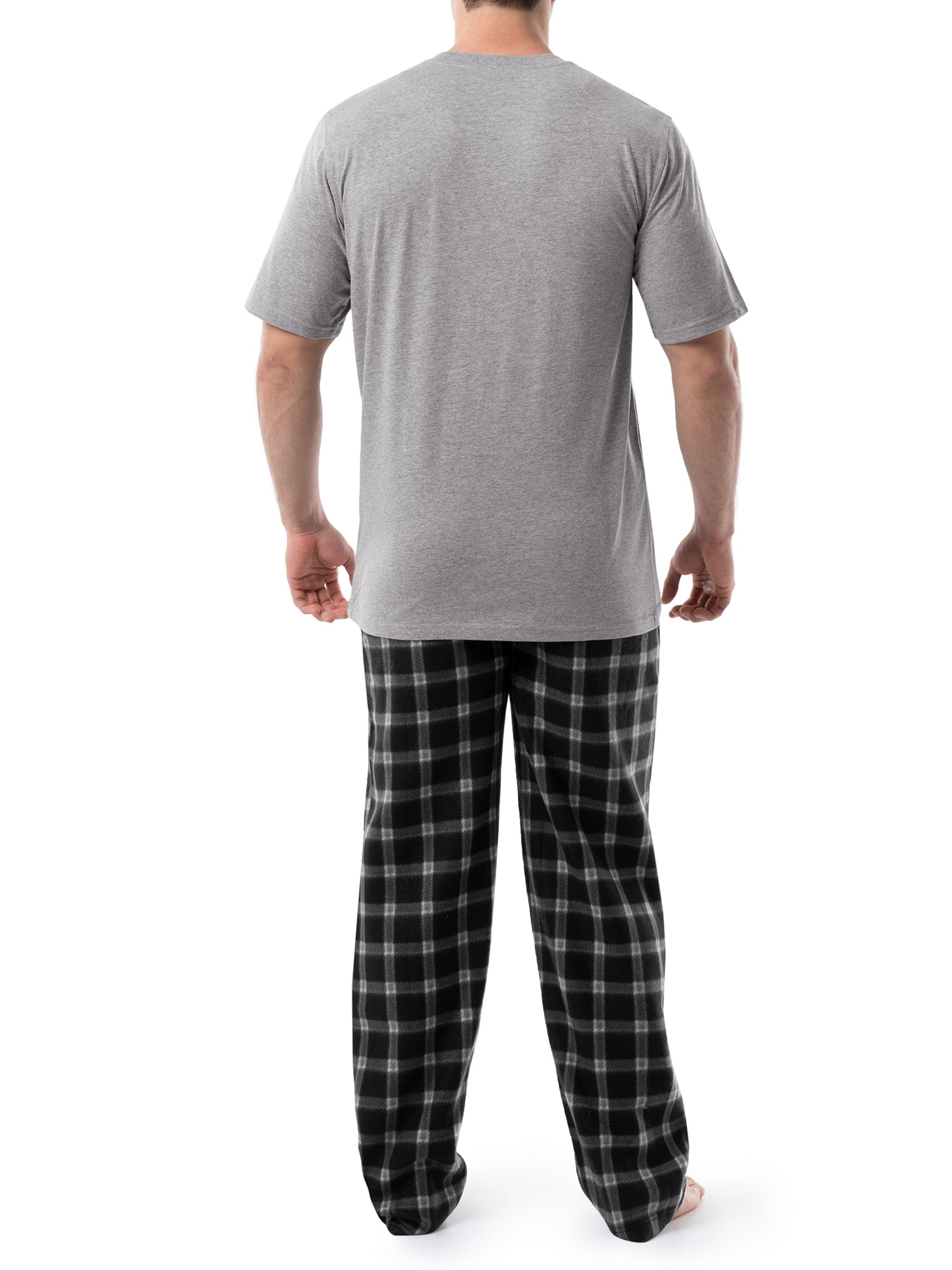 Fruit of the Loom Men's Crewneck Tee and Fleece Pajama Pants Set, 2-Piece, Sizes S-5XL