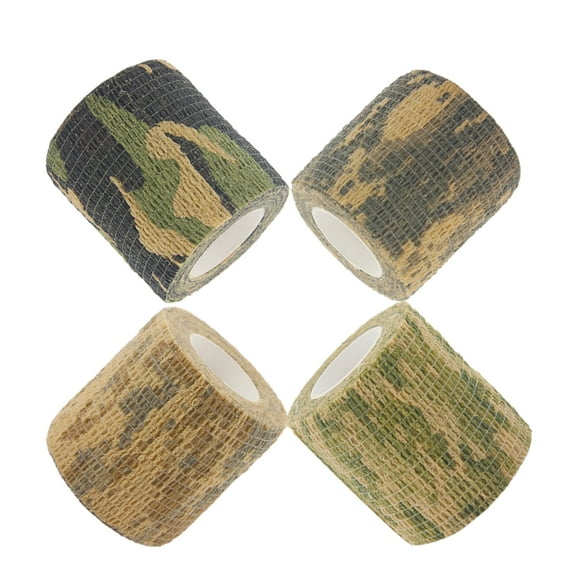 BOROLA Self-Adhesive Protective Camouflage Tape Cling Scope Wrap Camo Stretch Bandage for Camping,Flashlights,Bicycle,Range Finder Camera etc.（4Pcs, 4 Type of Camo)