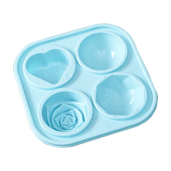 Beautynvta Plastic Ice Tray Mold, 4 Cavity Ice Freezer Mold with Removable Lid, Sphere Rose Heart Shaped Ice Molds for Whiskey, Cocktails