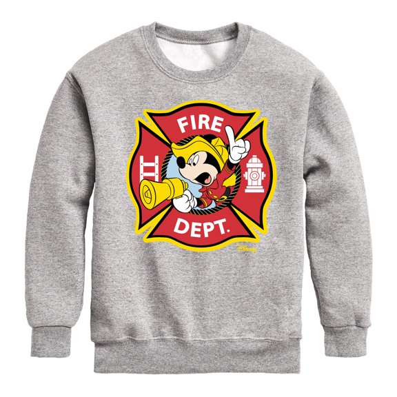 Disney - Firefighter Mickey - Fire Dept. Alarm - Toddler & Youth Crewneck Fleece Sweatshirt