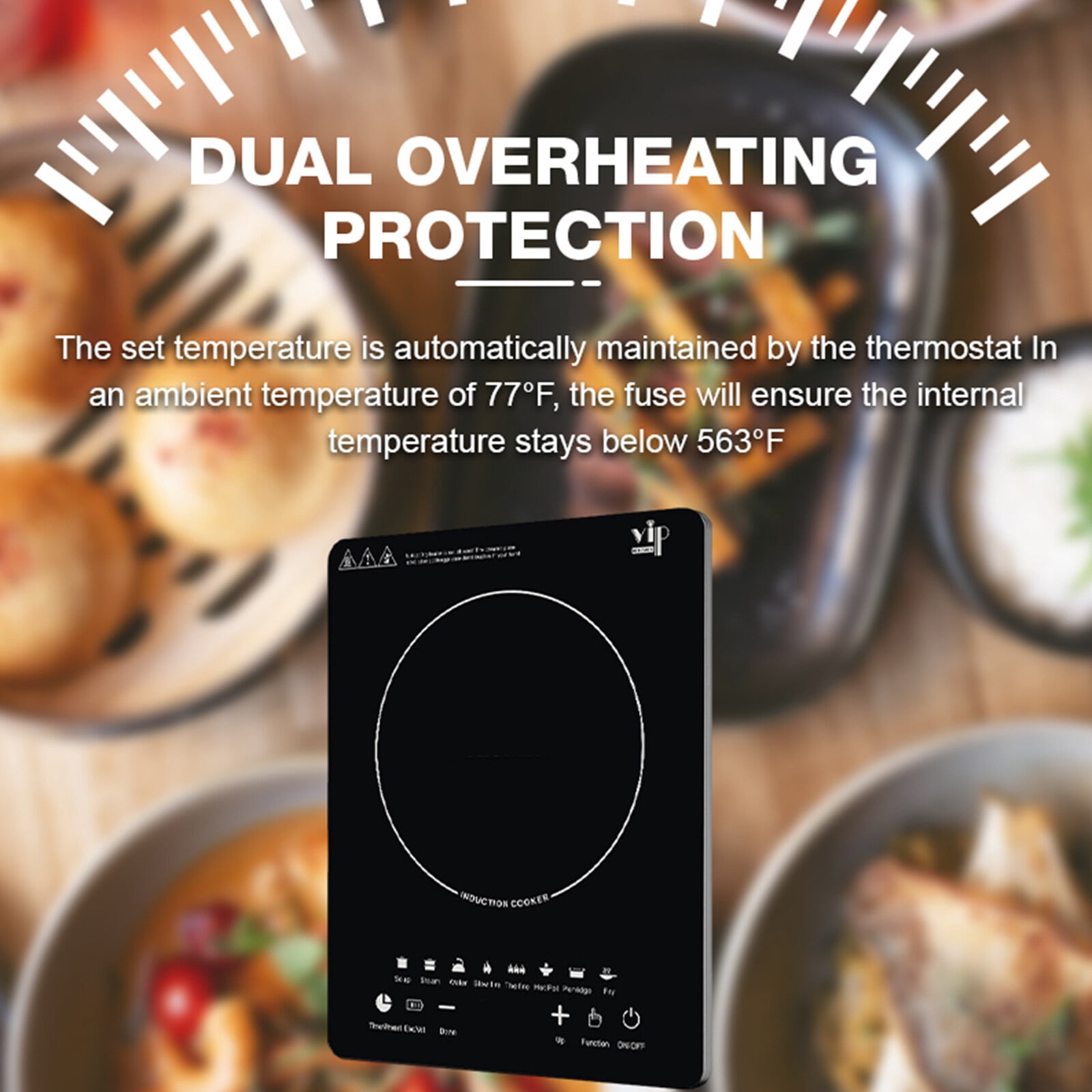 Portable Induction Cooktop Hot Plate Countertop Burner 2200W, 8 Temp Levels, Timer, Auto-Shut-Off, Touch Panel, LED Display, Auto Pot Detection, Child Safety Lock, 8 Preset Programs