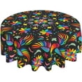thumbnail image 2 of Colorful Mexican Flowerand Bird Tablecloth Round Table Cover Washable Polyester Table Cloth for Kitchen Party Picnic Dining Decor 60 Inch, 2 of 6
