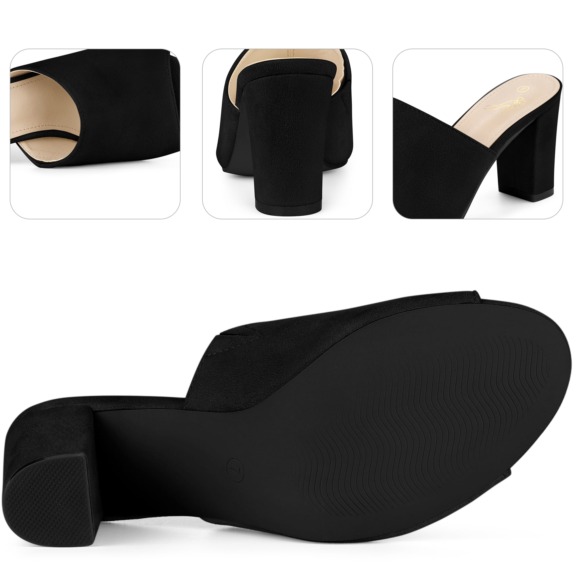 Unique Bargains Slide Heels Mules Slip on Block Heel Sandals for Women