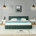thumbnail image 6 of Newest California King Upholstered Storage Bed with Chenille Fabric, Underbed Drawers & Grounded Design for Master Bedroom, Thick Padded Headboard, No Box Spring Needed,Blue+Green, 6 of 18
