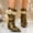 Gold, variant on Women's Kitten Heel Pointed Toe Ankle Boots Beaded Buckle Strap Lace Up Dress Booties