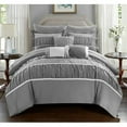 thumbnail image 1 of chic Home cheryl 10 Piece comforter complete Bag Pleated Ruched Ruffled Bedding with Sheet Set, Queen, grey, 1 of 6