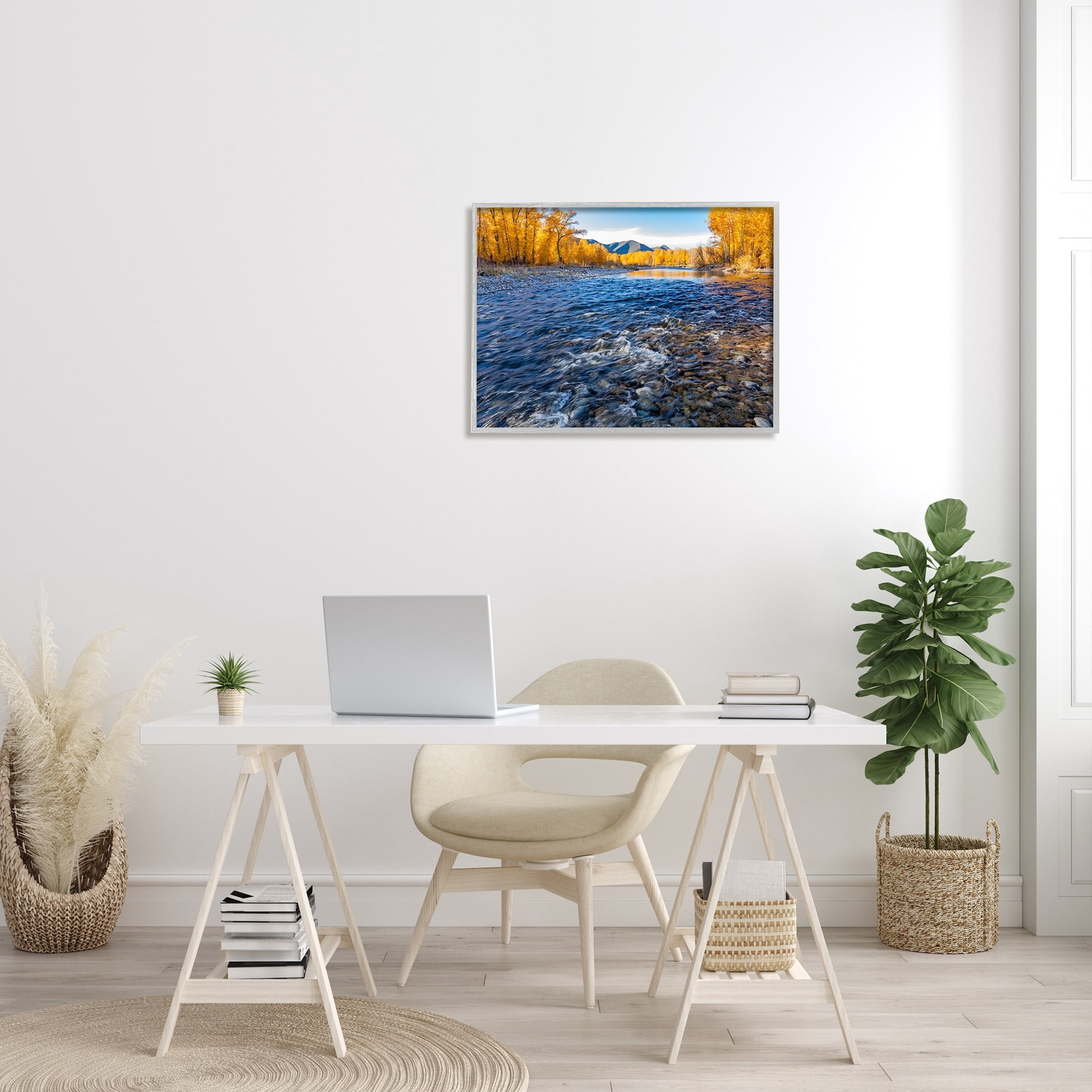 Stupell Industries Serene Babbling Brook Foliage Surrounding Lake Water Photograph Gray Framed Art Print Wall Art, Design by Steve Smith
