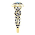thumbnail image 4 of Dazzlingrock Collection 6X4mm Oval Aquamarine with Round Blue Sapphire & White Diamond Interweaving Double Halo Wedding Ring for Women in 10K Yellow Gold, Size 9.5, 4 of 6