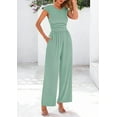 thumbnail image 6 of PRETTYGARDEN Summer Jumpsuits for Women Dressy Ribbed Cap Sleeve Wide Leg Pants Rompers Elegant Casual One Piece Outfits, 6 of 8
