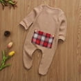 thumbnail image 3 of Qiylii Baby Boy Girl Cotton Romper Long Sleeve Plaid Pocket Jumpsuit,0-9M, 3 of 7