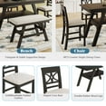 thumbnail image 3 of Complete 6-Piece Wood Counter Height Dining Table Set with Storage Shelf for Small Spaces, Rustic Kitchen Table Set of 6 with Upholstered Bench and Four Chairs in Espresso Finish, 3 of 9