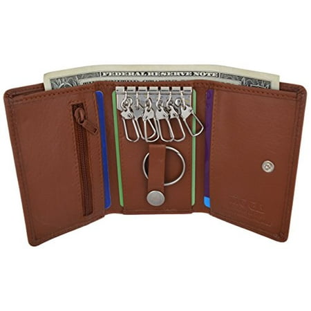 Murphy Compact Wallet - Moga Slim Compact Genuine Leather Key Holder Wallet Pouch for Men & Women (1, Tan)