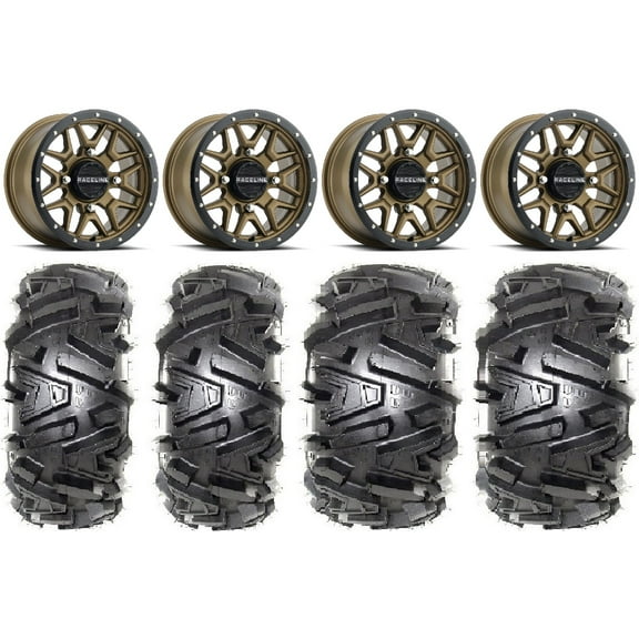Raceline Krank 14" Bronze Wheels 26" Moto MTC Tires Can-Am Commander Maverick Renegade Outlander Defender
