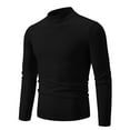 thumbnail image 1 of Rbaofujie Chandails pour Hommes en Tricot Col Roulé Simulé Vintage Col Rond Couleur Unie Chandail Élastique Molletonné Tendance Chandail Noir Chandail pour Hommes, 1 of 2