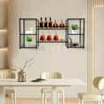 thumbnail image 3 of Multi Functional Wall Mounted Wine Rack with 5 Glass Holders & 5 Shelves Metal Spray Moulding Wine Storage Display Rack for Home Bar Dining Room Kitchen, 3 of 12