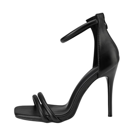 

Clearance VerPetridure Women s Sandals Summer Casual Shoes Casual Back Zip Sandals Super High Heel Square Toe Glossy Stilettos
