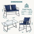 thumbnail image 6 of YIORTWO 4-Piece Outdoor Patio Furniture Set, Wicker Sofa Set with Thick Cushions, All-Weather Rattan Deep Seating Set with Tempered Glass Table, Blue, 6 of 9