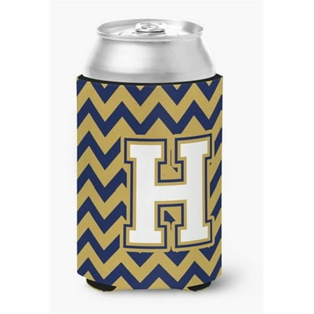 

Letter H Chevron Navy Blue & Gold Can or Bottle Hugger