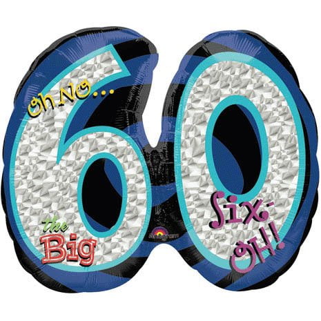 26 inch Oh No! It's My Birthday 60 Anagram Foil Mylar Balloon - Party Supplies Decorations