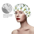 thumbnail image 3 of KLL Cute Avocado Yoga Pattern Shower Cap & Bath Cap for Women,Reversible Oversized Waterproof Shower Caps for all Hair Lengths,Elastic Reusable Bathing Hair Cap, 3 of 7