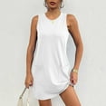 thumbnail image 2 of Riforla Womens Sleeveless Mini Tank Dress Casual Workout Sport Tennis Athletic with 2 Pockets Dress Shirt Dress with Belt White L, 2 of 7