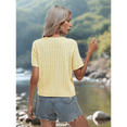 thumbnail image 4 of Round Neck Solid Color Sweater Light Yellow L, 4 of 5