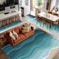thumbnail image 5 of Turquoise Ombre Stripe Area Rugs 2.7x5 for Living Room, Summer Beach Abstract Waves Moires Non Slip Washable Rug Runner, Low Pile Indoor Floor Carpet Mat Bathroom Rugs for Bedroom, Kids Room, 5 of 9