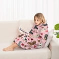 thumbnail image 4 of Pink Cute Dachshund Dog and Love Heart Blanket Hoodies for Kids 6-13YR Oversize Wearable Blanket Hoodies for Boys Girls Teens, 4 of 7