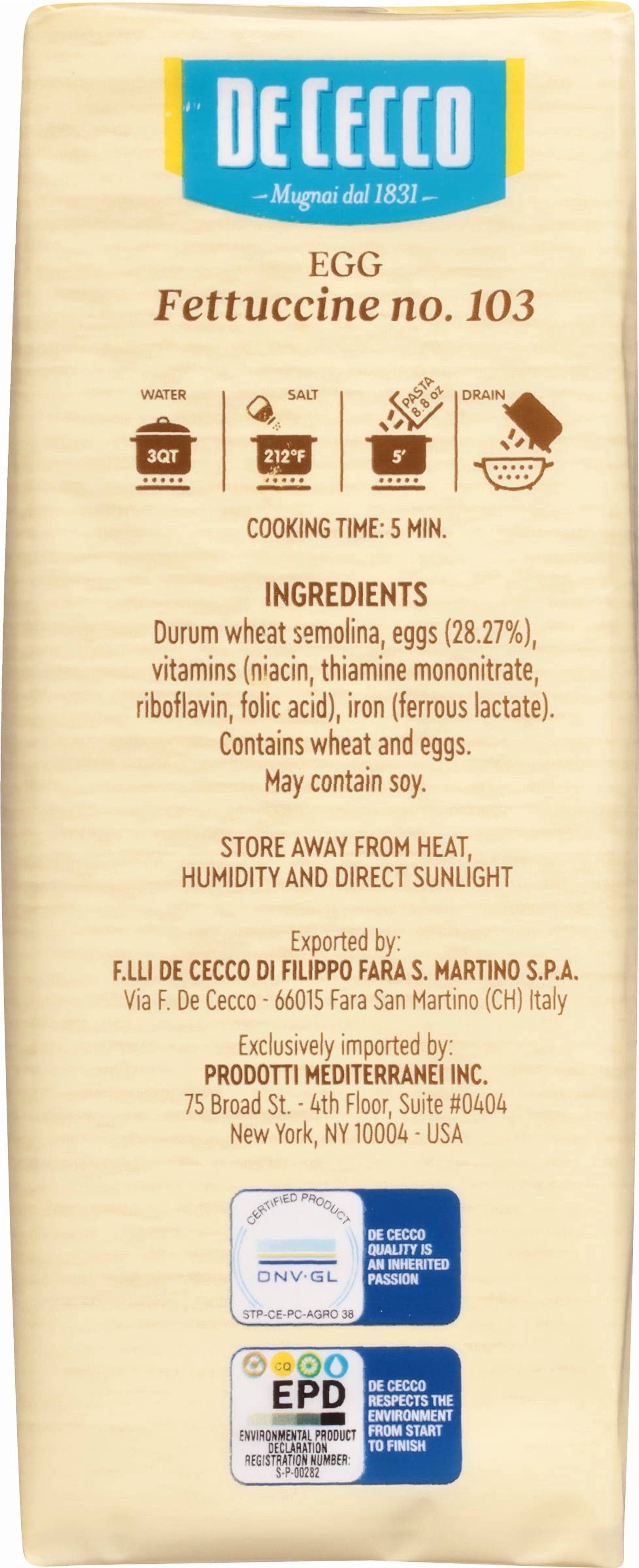 De Cecco Egg Fettuccine, 8.8 oz, 12 Pack