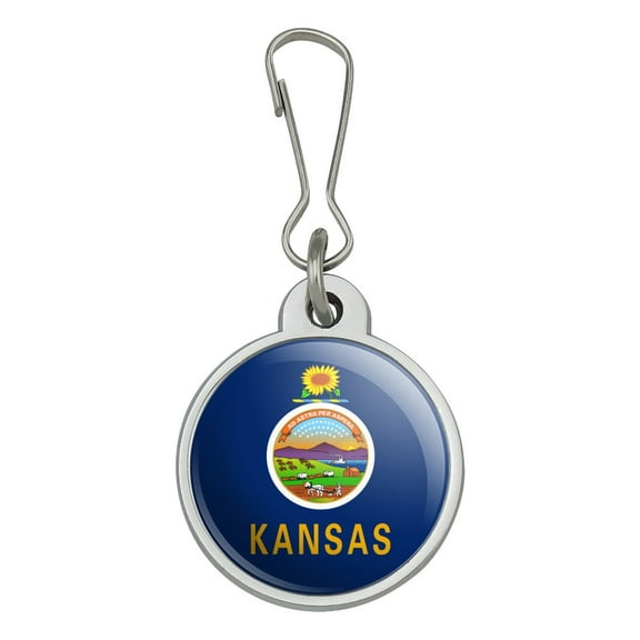 Kansas State Flag Jacket Handbag Purse Luggage Backpack Zipper Pull Charm