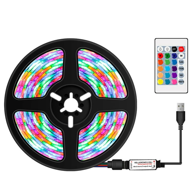 USB Dimmable RGB Colorful LEDs Strips Light with IR Remote Control 16 Colors & 4 Lighting Modes 4m 240LEDs Rope Light for TV Computer Desktop Background Home Kitchen Decorative Lighting