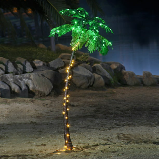 Lightshare Palm Tree With Warm White, Outdoor Lighted Fake Palm Trees