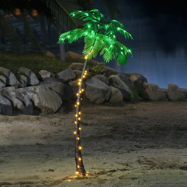 Lightshare Palm Tree With Warm White Lights 5 Ft For Summer And Nativity Scene Com Lightshare Palm Tree With Warm White, Outdoor Lighted Fake Palm Trees
