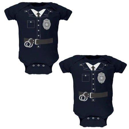 Halloween Twins Good Cop Bad Cop Costumes Soft Twins Baby One Piece