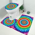 thumbnail image 2 of Colorful Tie Dye Circular Pattern Bathroom Rugs Sets 3 Piece,Toilet Cover Set,Absorbent Non Slip Bathroom Mats Sets with U-Shaped Contour Rug Toilet Rug Set, 2 of 5