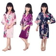 thumbnail image 5 of KYAIGUO Kids Girls Silk Satin Robes Teen Girls Bathrobe Cardigan long Pajamas Baby Sleepwear Little Big Girls Floral Comfort Toddler Satin Silk Nightwear Pajama Bathrobe for 2-14T, 5 of 7