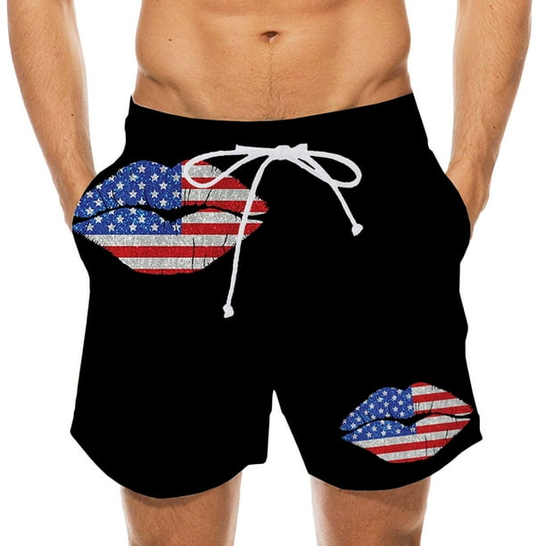 Dvkptbk American Flag Men's Swim Trunks Black Usa Flag Board Shorts Swim Shorts Us Flag Beach Shorts Swimming Trunks For Surfing, Rafting, Fishing, Hi