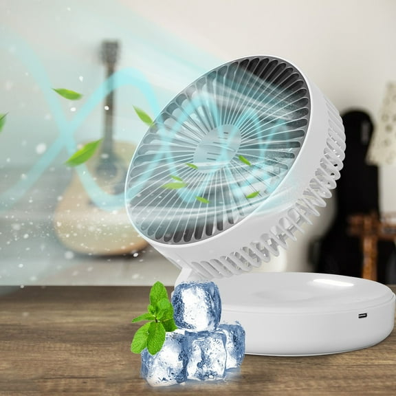 2025 Premium 3-In-1 Foldable Wall Mount Fan With Night Light - 5-Speed Usb Desktop Fan For Home, Office, Dorm - 360° Adjustable, Ultra-Quiet Brushless Motor (Type-C Charging, 4.5W, ≤36Db)