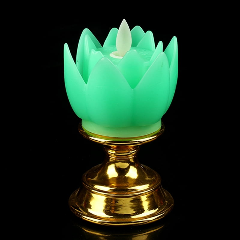 HGYCPP Colorful Electric Buddha Lotus Light Battery Operated Flameless Flicker LED Candle Tea