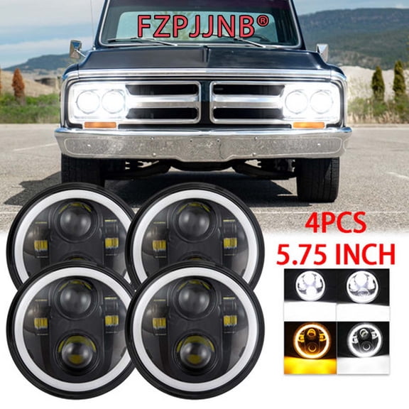FZPJJNB For Dodge Challenger 1970-1974 - 5.75" 5-3/4 inch LED Headlights Hi/Lo Beam DRL,Pack of 4,F3
