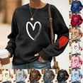 thumbnail image 6 of Heart Pullover Tops for Women Fall Fleece Sweatshirts Crewneck Shirts Fashion Cute Heart Elbow Patch Long Sleeve Sweatshirt Casual Loose Comfy Jumper Sweaters Teen Girls Outfits Clothes, 6 of 6