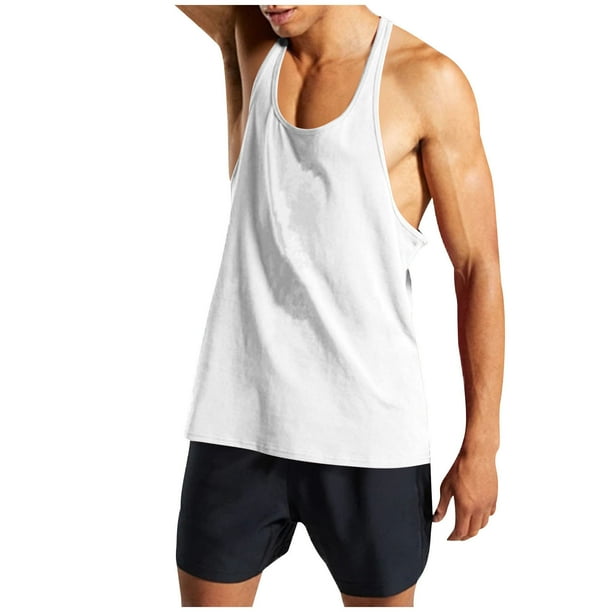 pstuiky Camiseta sin mangas para hombre, Camiseta deportiva de manga corta con cuello redondo, ajustada y de alta resistencia, de color liso para hombre Camisas de hombre s