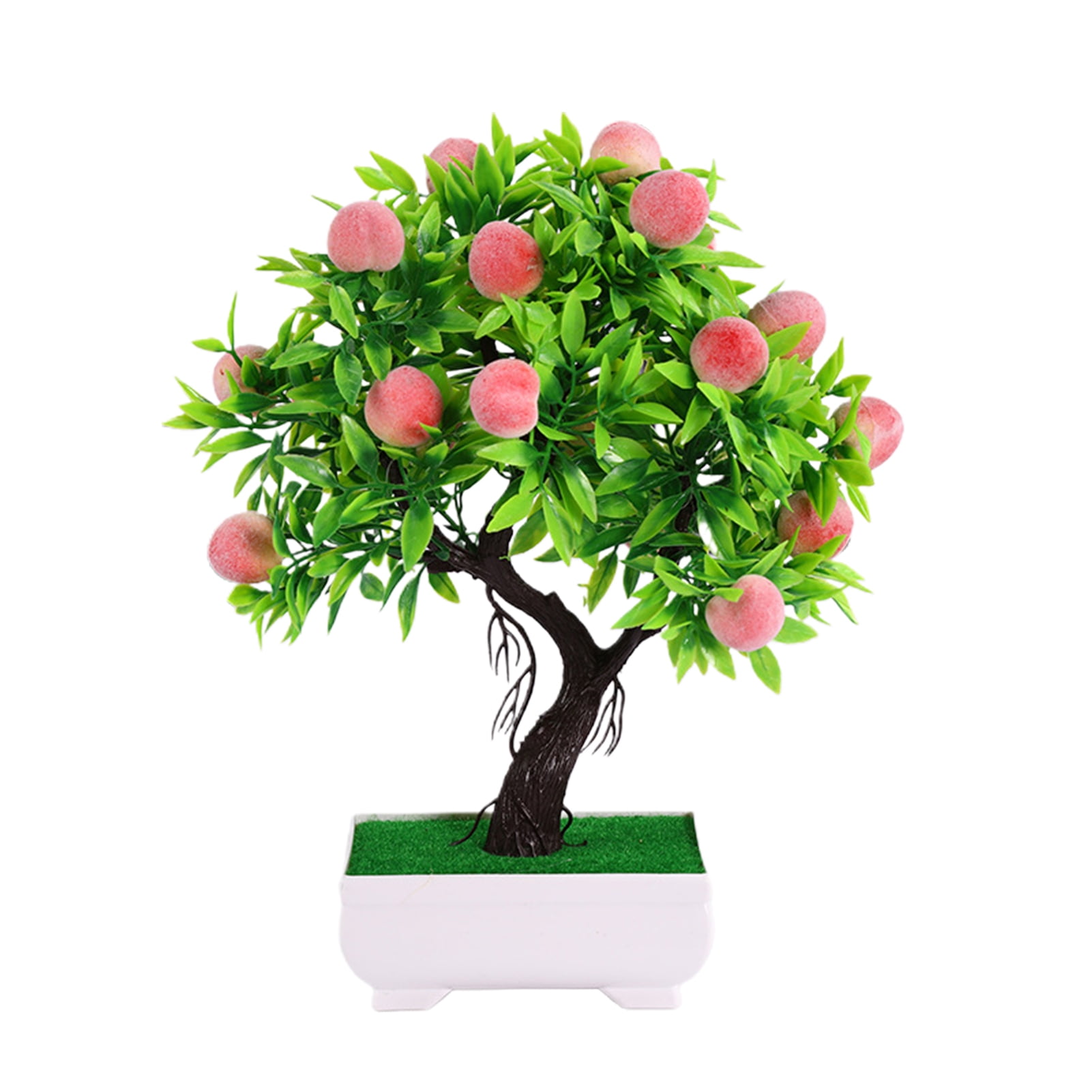 Visland Artificial Peach Tree Bonsai Potted Artificial Plant Tree Desk Decoration for Party Home