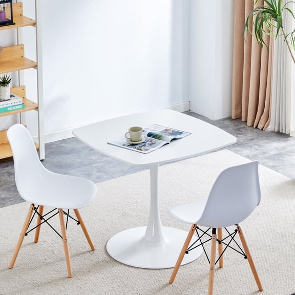 Square Tulip Table, Dining Table for 2-3 Person, 24" Small Dining Table with Metal Pedestal Base, Mid Century Modern Kitchen Table for Small Space, Apartment, Bistro, Cafe, Office & Living Room