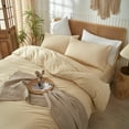 thumbnail image 3 of Washed Cotton Duvet Cover Set Linen Feel Natural Wrinkle Lightweight Comfy (King  Linen), 3 of 6