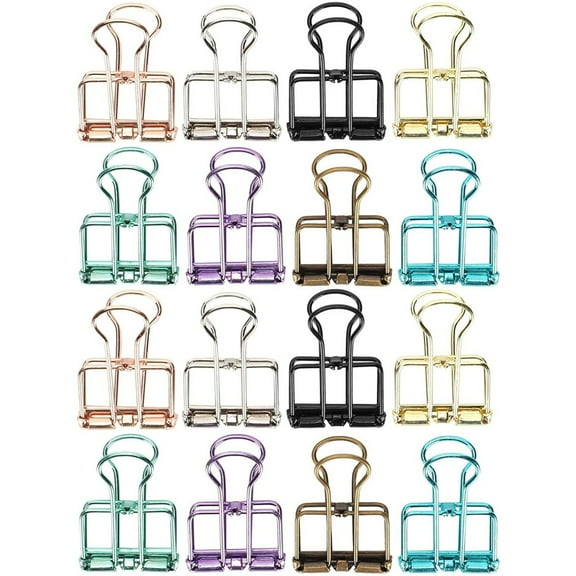 Scheam Multicolor Wire Paper Clips,16 Pcs Metal Hollow Long Tail Clips,Small Binder Clips,Paper Clamps,Decorative Tool for Home Office Paperwork Handwork (S)