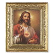 12 1/2" x 14 1/2" Antique Gold Frame with 8" x 10" Sacred Heart of Jesus