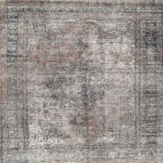Ahgly Company Indoor Square Traditional Sandstone Brown Persian Area Rugs, 6' Square