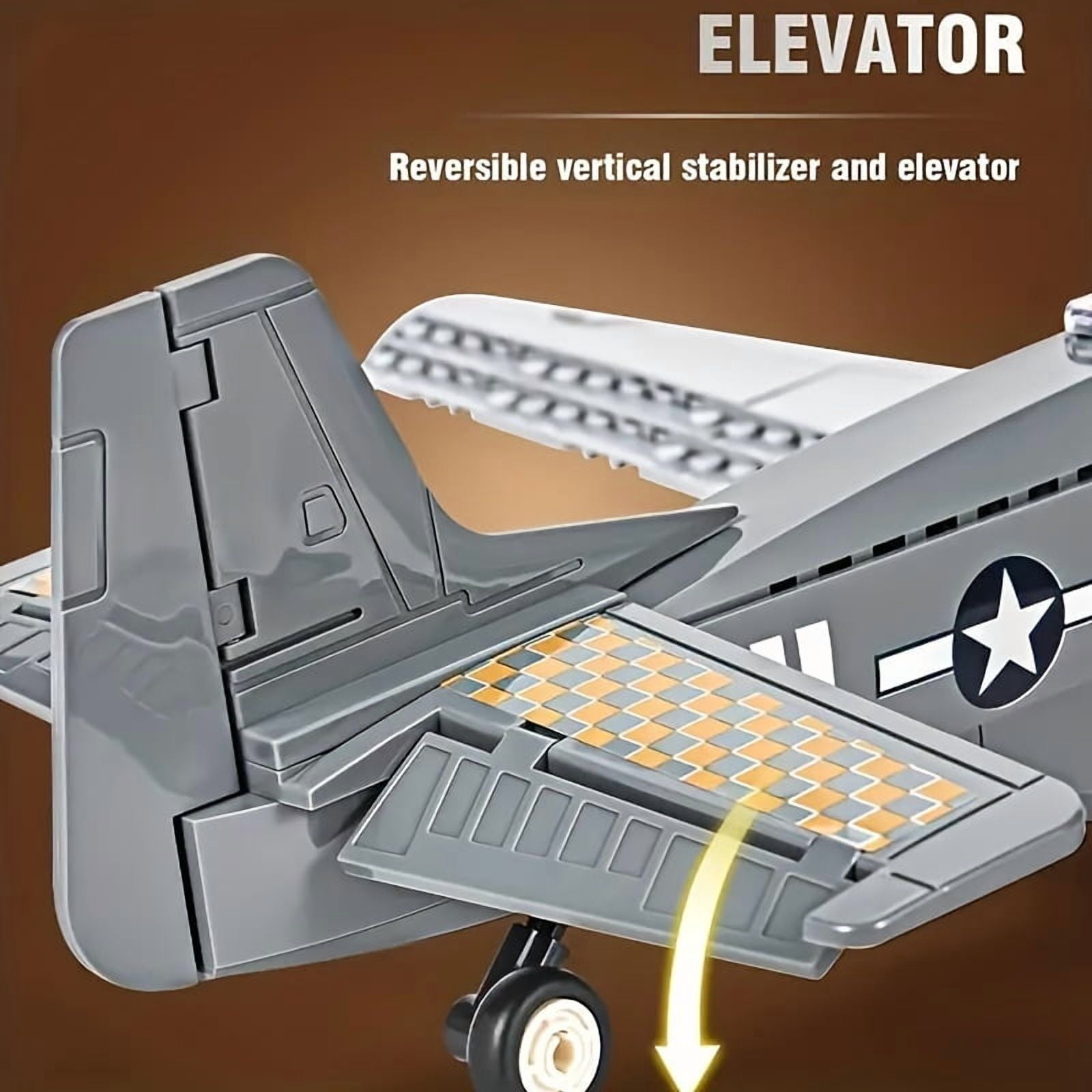 285PCS P-51 Mustang Fighter Plane Building Block Set- Army Aircraft Model Airplane Toy Kit for Kids and Adults, Jet Fighter Plane Military Building Set, Birthday Christmas Gifts for Boys and Girls